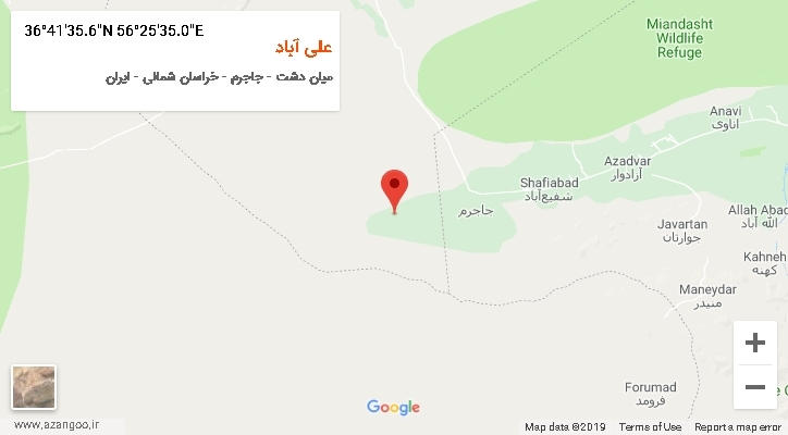 روستای علی آباد بر روی نقشه