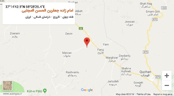 روستای امام زاده جعفربن الحسن المجتبی بر روی نقشه