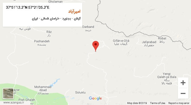 روستای امیرآباد بر روی نقشه