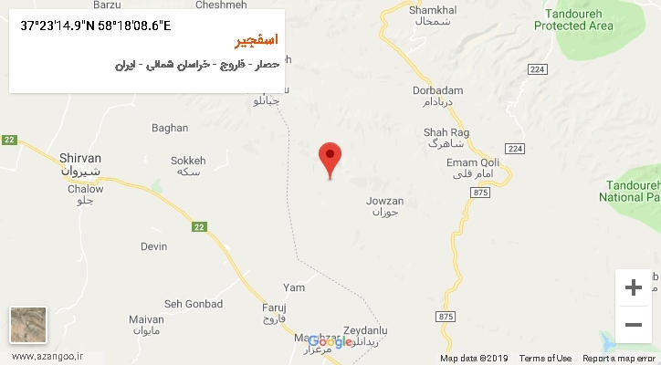 روستای اسفجیر بر روی نقشه