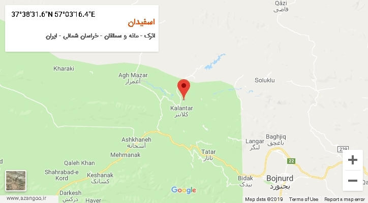 روستای اسفیدان بر روی نقشه