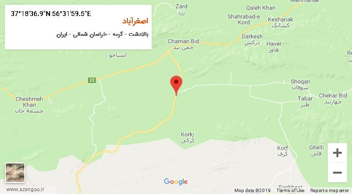 روستای اصغرآباد بر روی نقشه