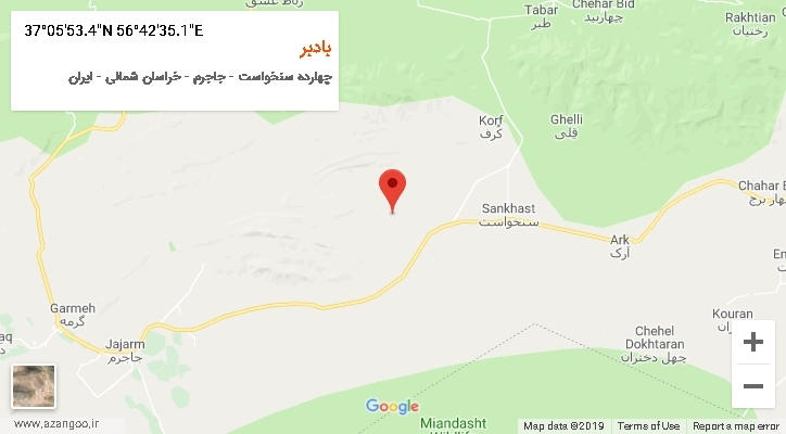روستای بادبر بر روی نقشه