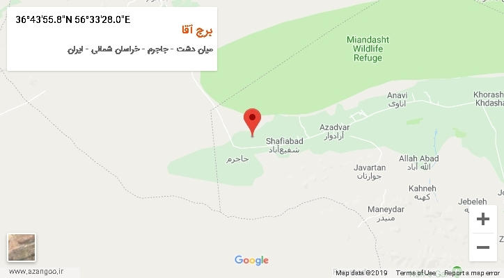 روستای برج آقا بر روی نقشه