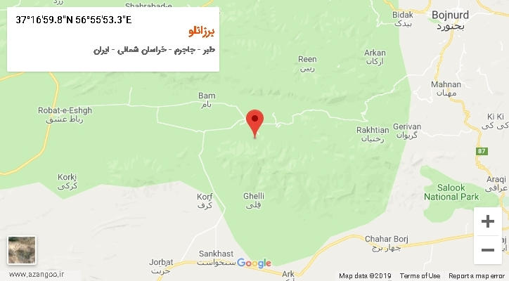 روستای برزانلو بر روی نقشه