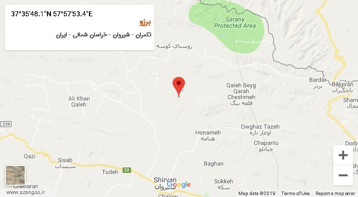 روستای برزو بر روی نقشه