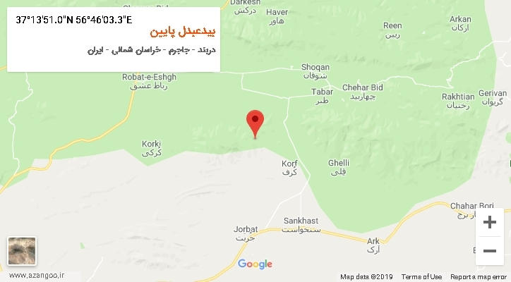 روستای بیدعبدل پایین بر روی نقشه