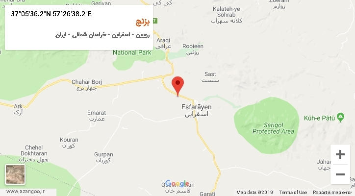 روستای بزنج بر روی نقشه
