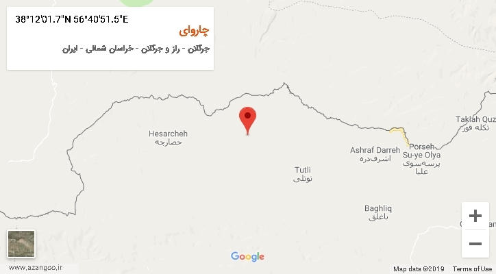 روستای چاروای بر روی نقشه
