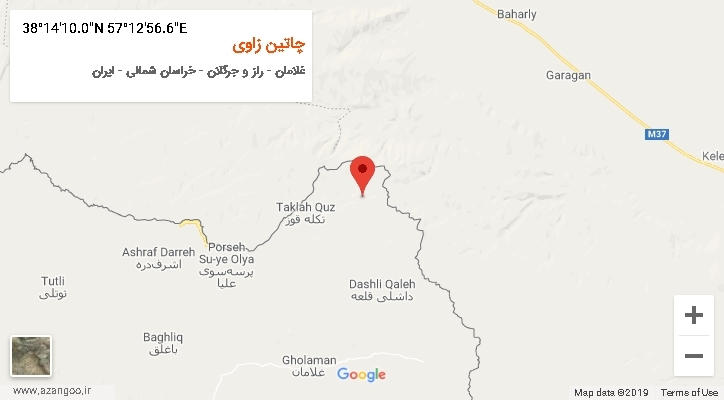 روستای چاتین زاوی بر روی نقشه