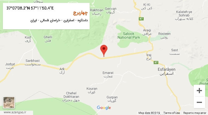 روستای چهاربرج بر روی نقشه
