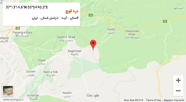 روستای دره قوچ بر روی نقشه