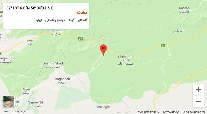 روستای دشت بر روی نقشه