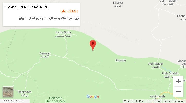 روستای دشتک علیا بر روی نقشه