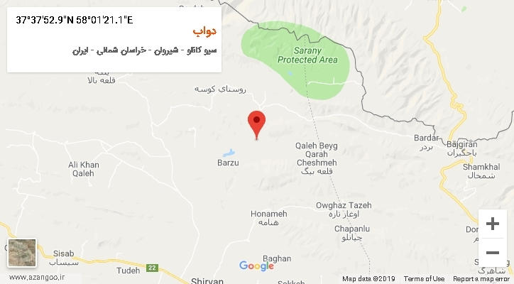 روستای دواب بر روی نقشه