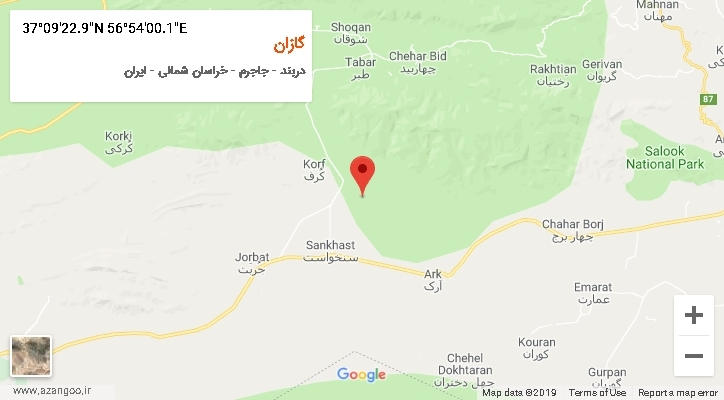روستای گازان بر روی نقشه