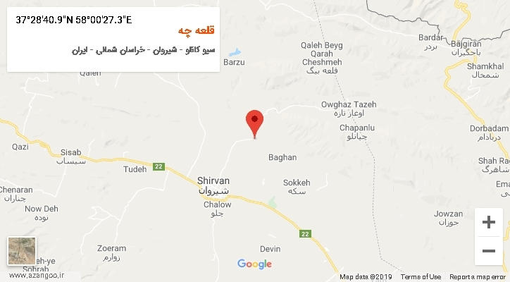روستای قلعه چه بر روی نقشه