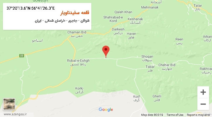 روستای قلعه سفیدناویار بر روی نقشه