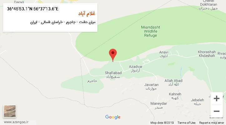 روستای غلام آباد بر روی نقشه