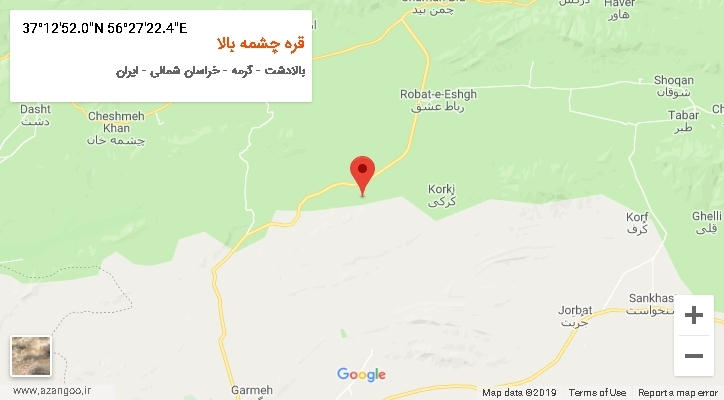 روستای قره چشمه بالا بر روی نقشه