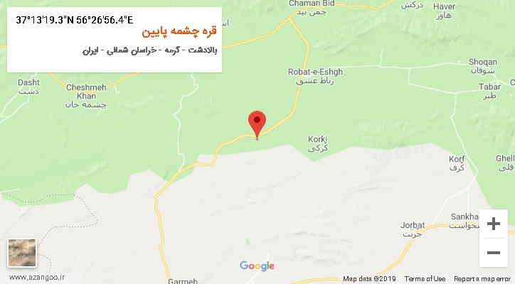 روستای قره چشمه پایین بر روی نقشه