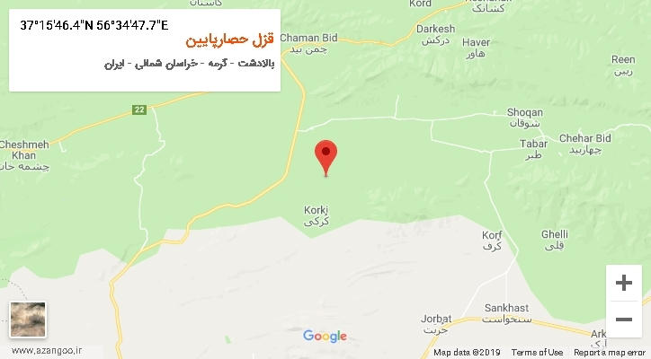 روستای قزل حصارپایین بر روی نقشه