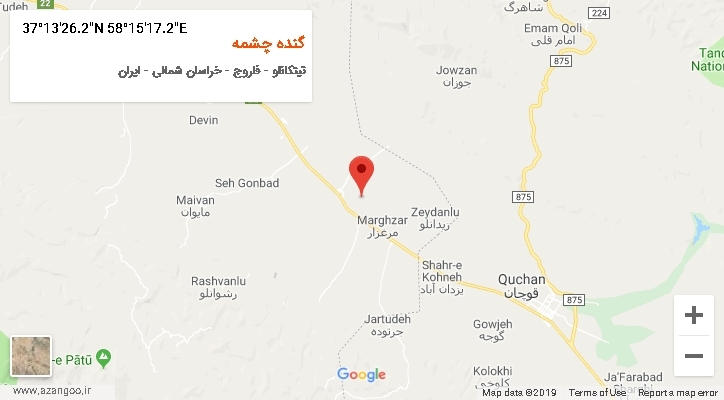 روستای گنده چشمه بر روی نقشه