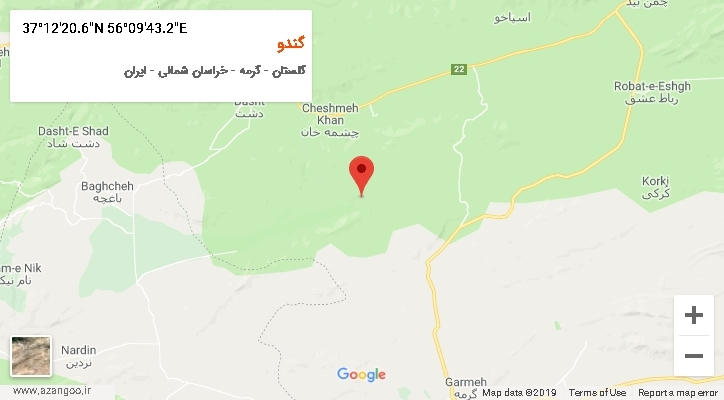 روستای گندو بر روی نقشه