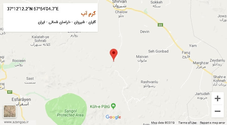 روستای گرم آب بر روی نقشه