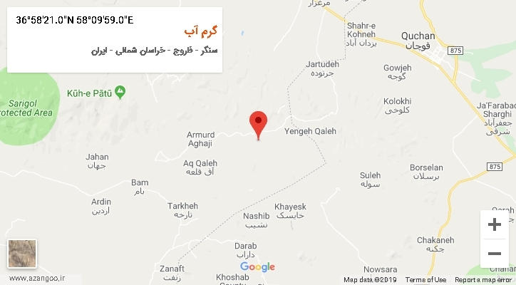 روستای گرم آب بر روی نقشه