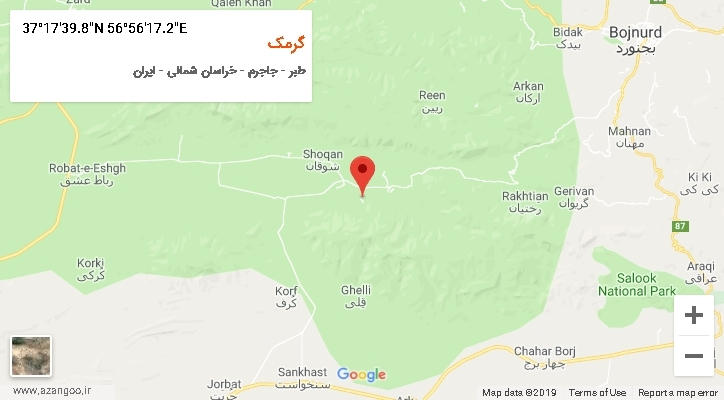 روستای گرمک بر روی نقشه
