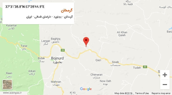 روستای گرمخان بر روی نقشه