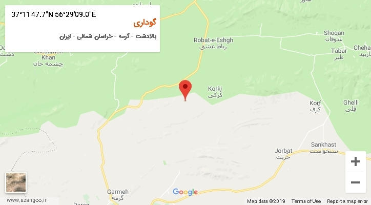 روستای گوداری بر روی نقشه