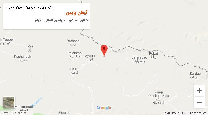 روستای گیفان پایین بر روی نقشه