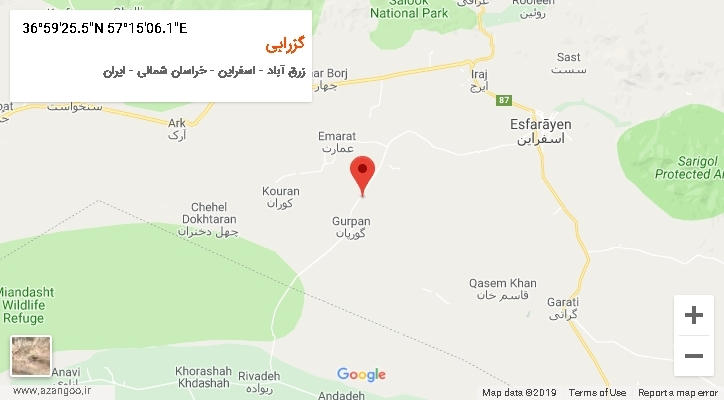 روستای گزرابی بر روی نقشه