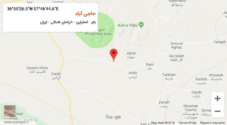 روستای حاجی آباد بر روی نقشه