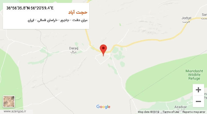 روستای حجت آباد بر روی نقشه