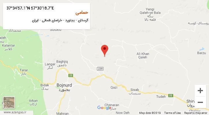 روستای حمامی بر روی نقشه