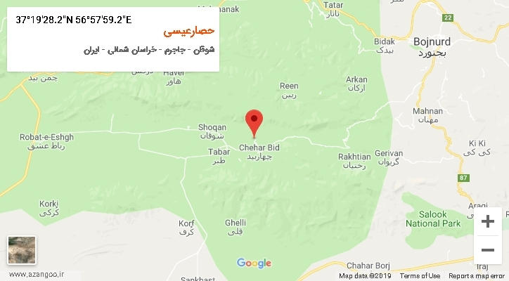 روستای حصارعیسی بر روی نقشه