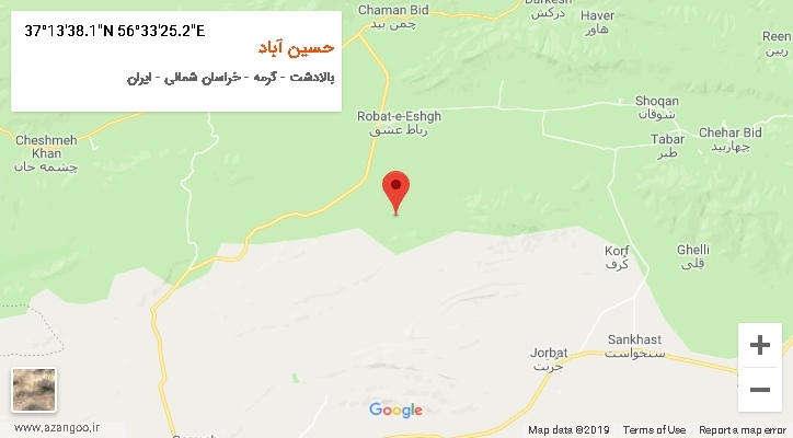 روستای حسین آباد بر روی نقشه