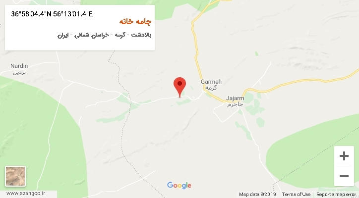 روستای جامه خانه بر روی نقشه