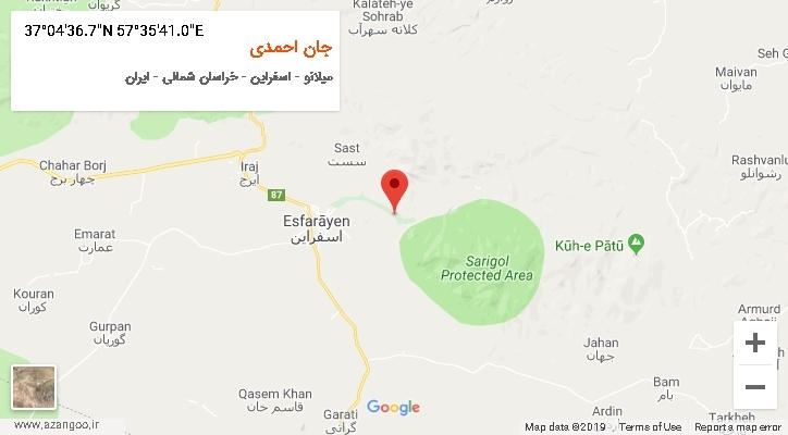 روستای جان احمدی بر روی نقشه