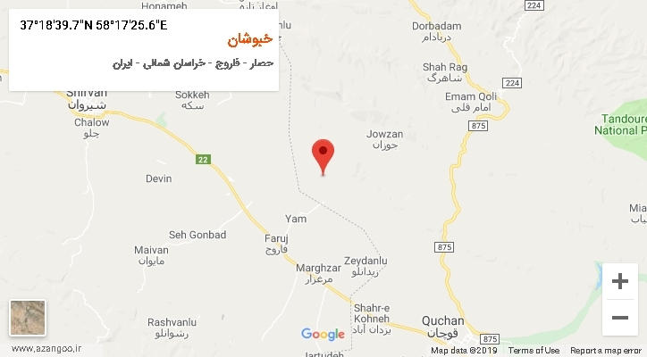 روستای خبوشان بر روی نقشه