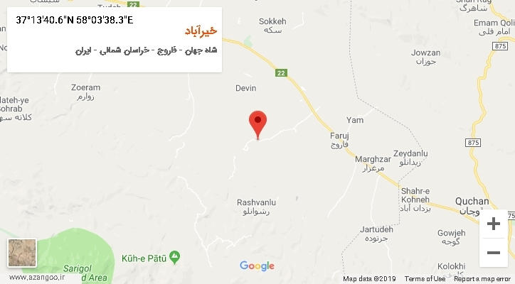 روستای خیرآباد بر روی نقشه