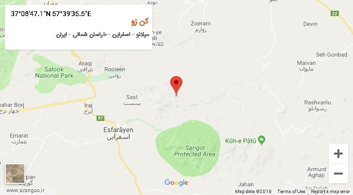 روستای کن زو بر روی نقشه