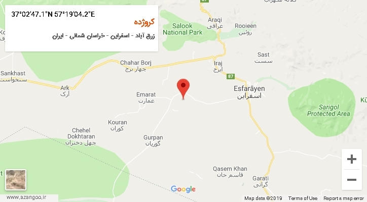 روستای کروژده بر روی نقشه