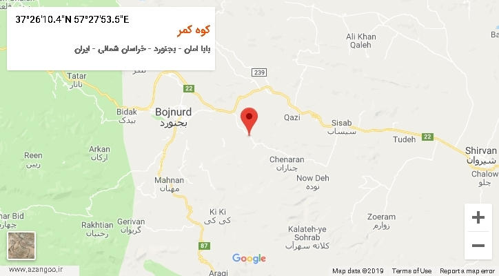 روستای کوه کمر بر روی نقشه