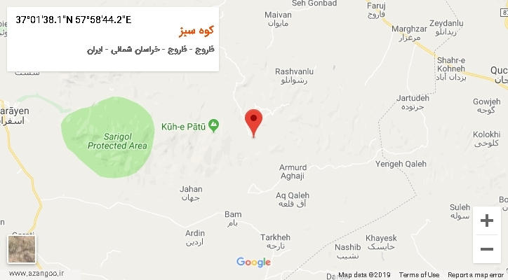 روستای کوه سبز بر روی نقشه