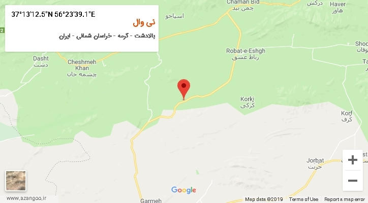 روستای نی وال بر روی نقشه