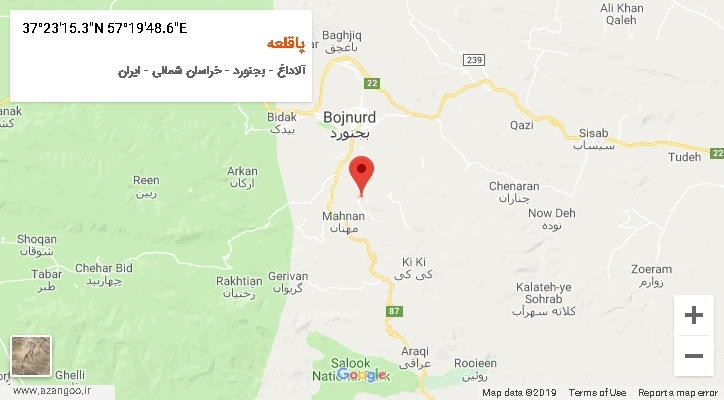 روستای پاقلعه بر روی نقشه